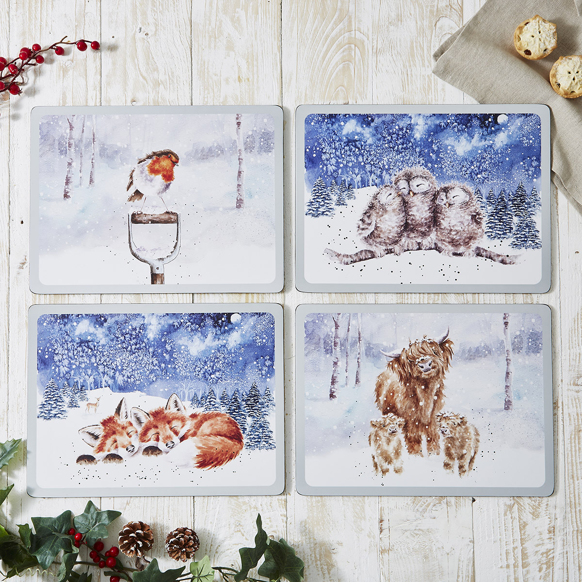 Wrendale Designs Wrendale Placemats - Winter Skies Set of 4 (L) image number null